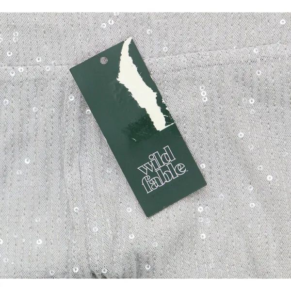NWT Wild Fable Womens Mid-Rise Wide Leg Holiday Sequin Pants 91904443 Gray M - Image 4