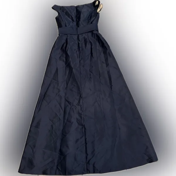 NWOT Alfred Sung Midnight Off the Shoulder Satin Gown Navy D11S 8 R - Image 5