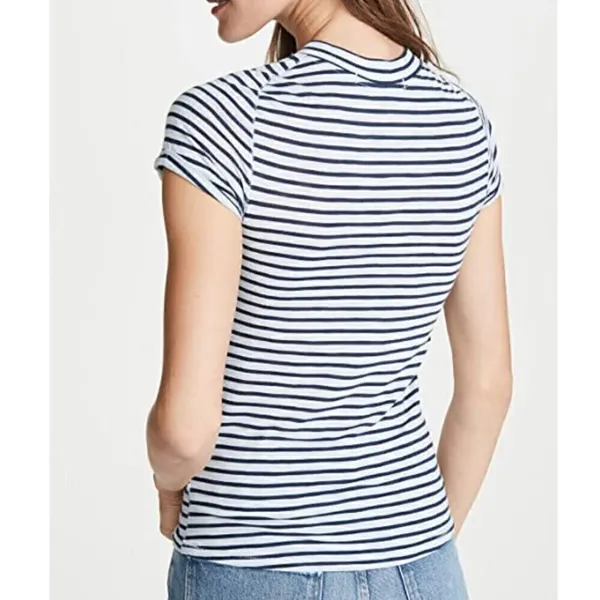 Free People We The Free Women's Size XS Night Sky‎ Top Blue Striped Short Sleeve - Image 4
