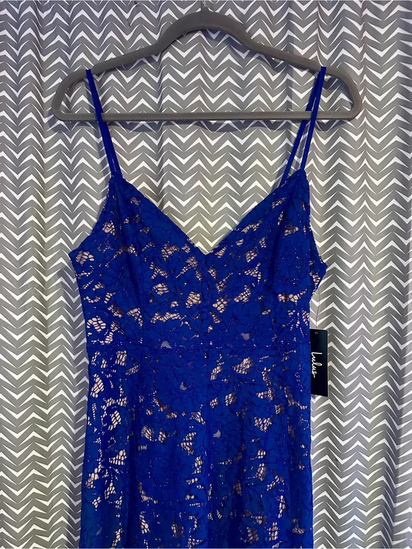 NWT Lulus | One Wish Royal Blue Lace Midi Dress, Large - Image 5