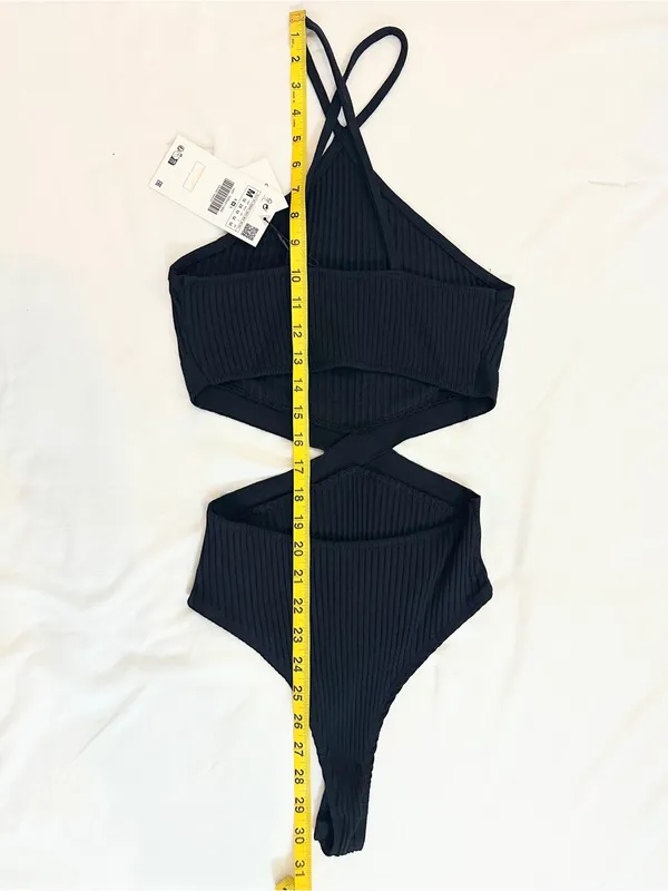 NWT Zara Cut Out Halter Bodysuit – Black – M - Image 16