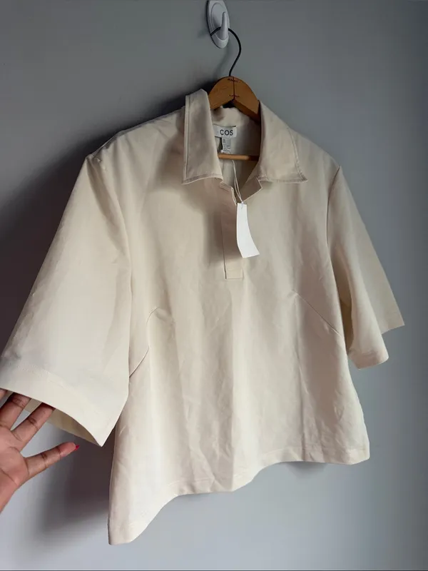 NEW COS minimal cotton polo shirt Medium - Image 3