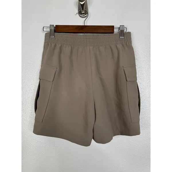 Aritzia Wilfred Cargo Shorts Taupe Brown Elastic Waist Textured Fabric XS 119291 - Image 2