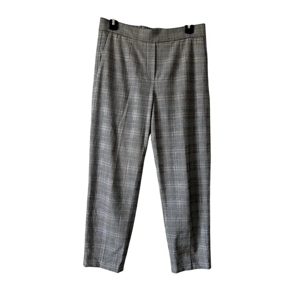 Aritzia Babaton Conan Pants Cropped Gray Check High Rise Pull On Plaid Size 8 - Image 3