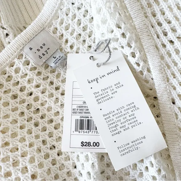 NWT A New Day Cardigan Ivory Open Knit Button Front Size L - Image 8