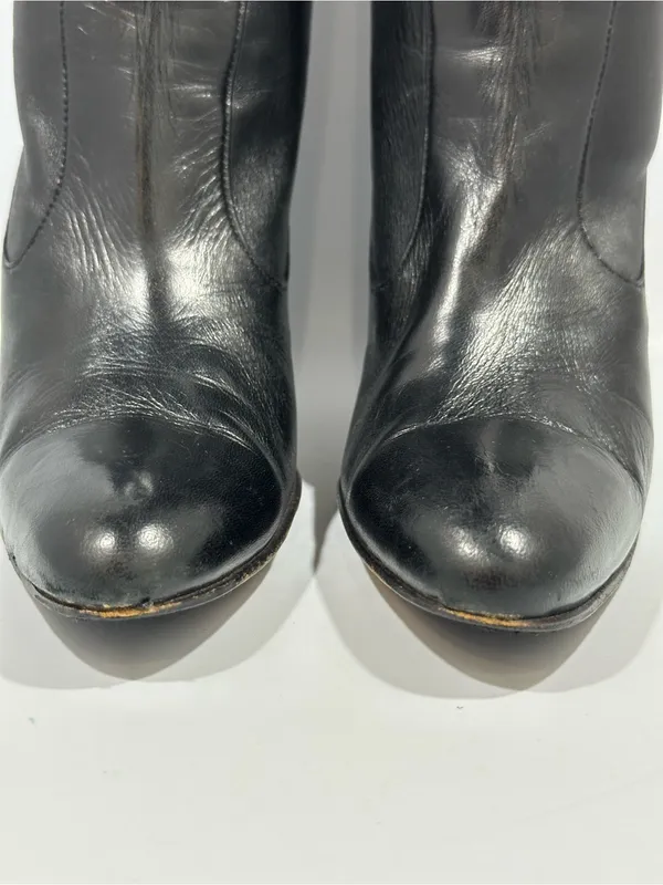Cole Haan Nydia Black Tall Stretch Nappa Leather Boots 7B Made in Italy Luxury - Image 5