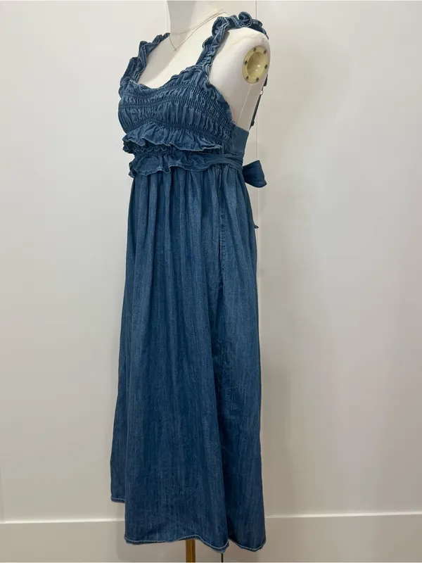 Urban Outfitters Kimichi Blue Kenzie Empire Denim Midi Dress Small Western Boho - Image 7