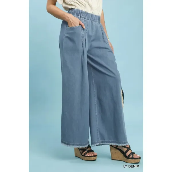 Umgee Stone Washed Wide Leg Pants -‎ Small - Image 2