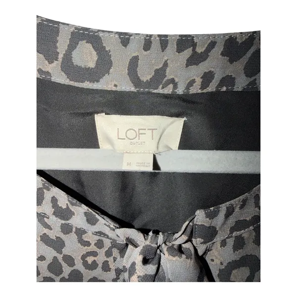 Loft Gray/Black Leopard‎ Print Babydoll Dress, Medium - Image 5