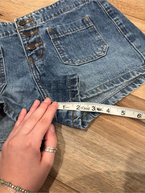 L.E.I 100% Cotton Vintage 2000s Y2k Bareback Low-rise Denim Micro Shorts | Sz 2 - Image 6