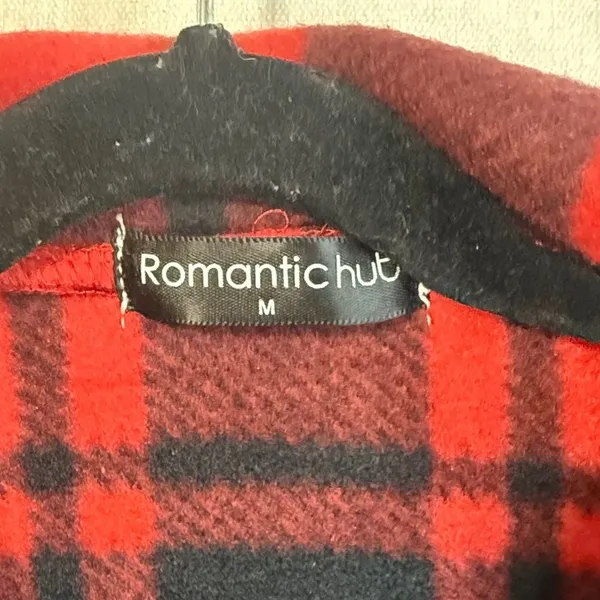 Romantic Hut Stylish Red and Black Plaid Trench Coat - Image 2