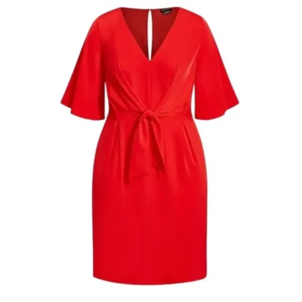 NWT Womens Plus Size 18 City Chic Red Knot Front Deep V Batwing Sleeve Dress NEW - Image 3