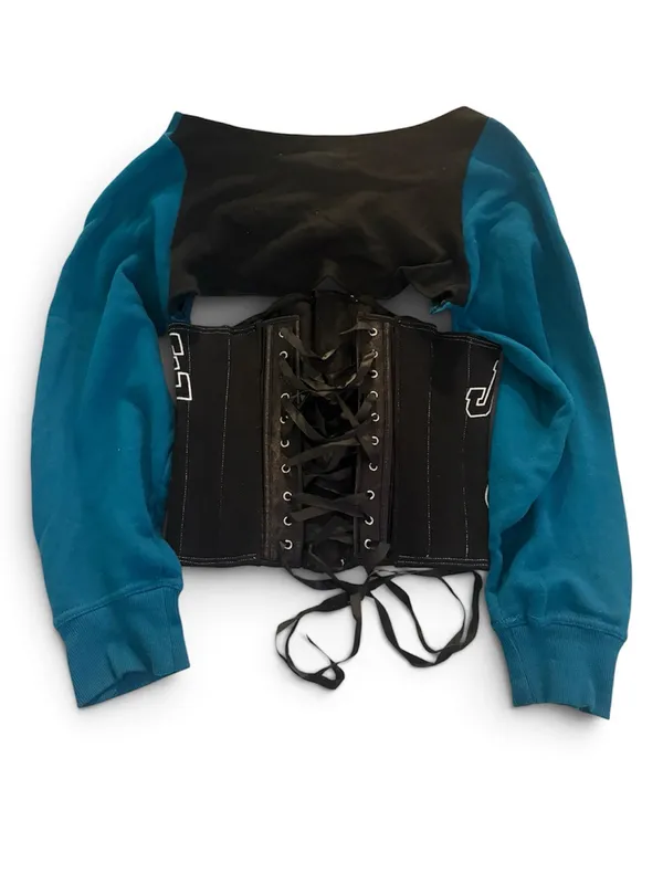 Jacksonville Jaguars Reworked Snap Corset Sweatshirt Shrug - Image 2