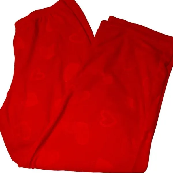 Pink k 2 piece set red cozy pjs with cute heart design. - Image 4