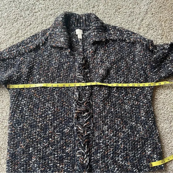 Chico’s Chunky Knit Fringed Sweater Cardigan Size 3 (XL - 16) Boho Brown - Image 7