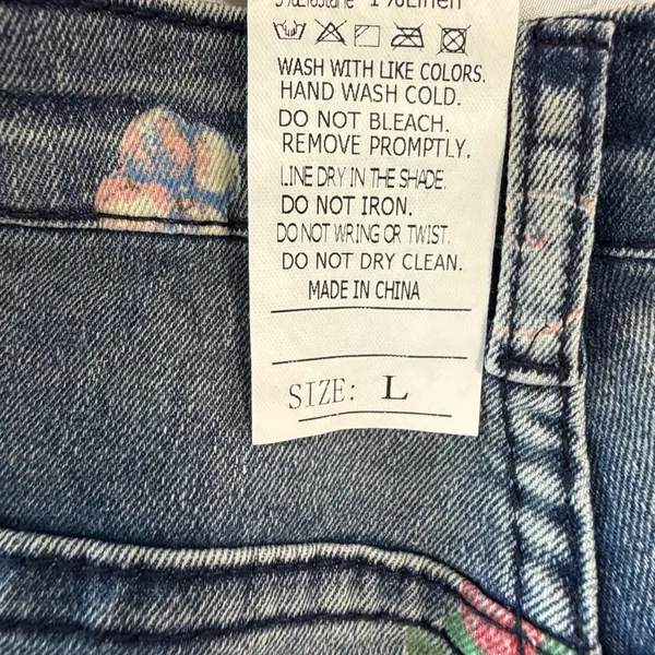 Women's Denim Floral Stamped Jeans Size Large #260709 - Image 7