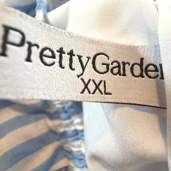 PrettyGarden Wide Leg Striped Drawstring Pants Elastic Waist Blue White Size XXL - Image 3