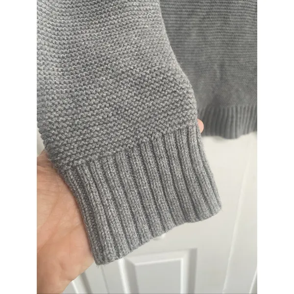 J.Crew Mercantile Garter‎ Stitch Sweater Womens Size M Gray Cotton Merino Wool - Image 2