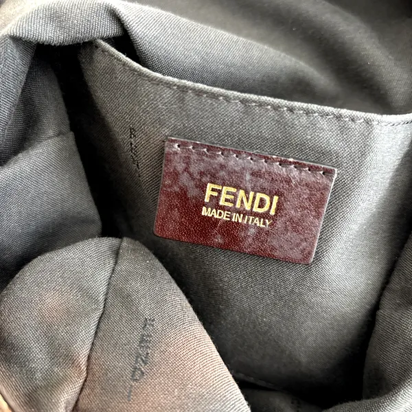 Authentic Fendi Zucca Monogram Tote Bag Brown Nylon Leather Zipper vintage - Image 12