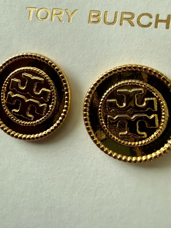 Tory Burch | Gold Plated Logo Button Earrings - Image 3
