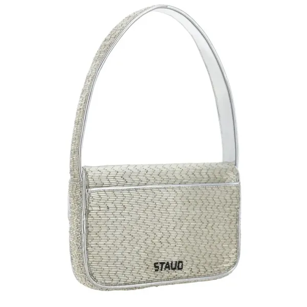 Staud Tommy Shoulder Beaded Bag in Silver - Image 2