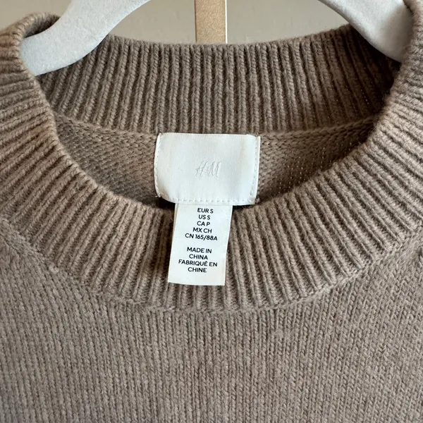H&M Knitted Sweater Bodycon Dress Beige Long Sleeve S - Image 6