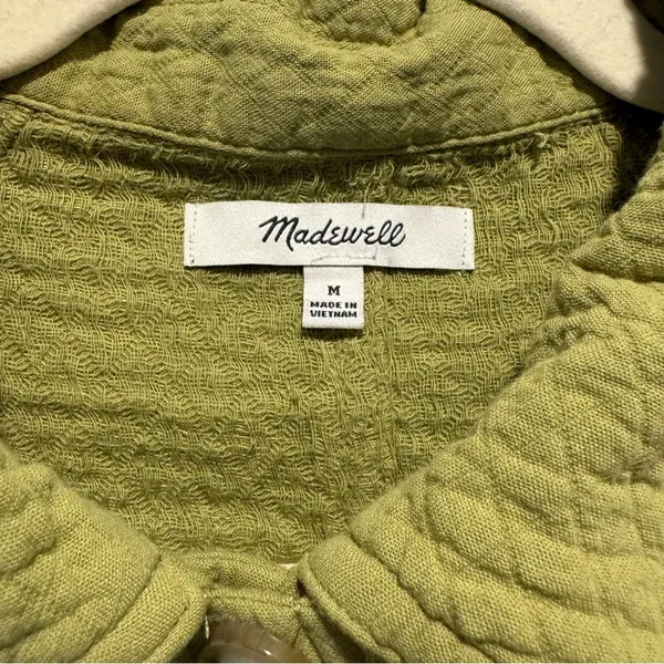NWOT Madewell Quilted Crop Shirt-Jacket Shacket Button Down Green‎ NJ607 Medium - Image 8