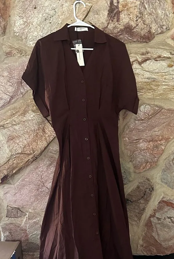 Commense Chocolate Brown Maxi Dress size small - Image 2
