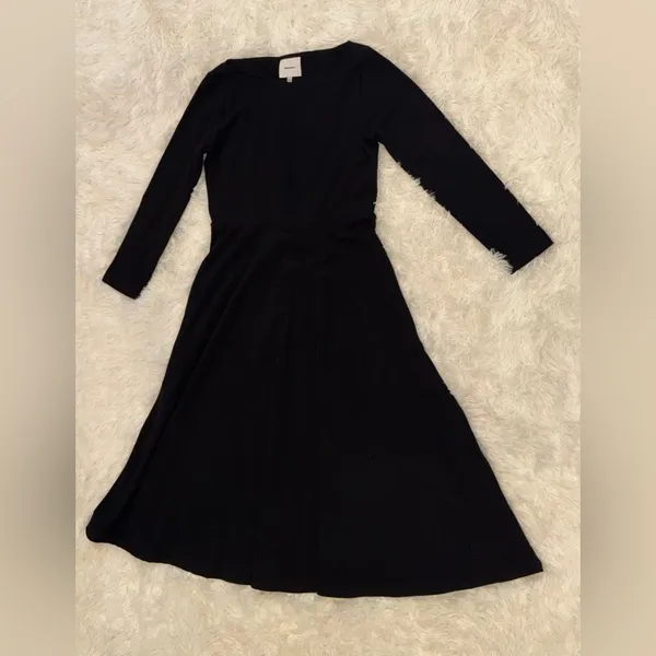 NEW Reformation Wiley Knit 3/4 sleeve midi black Dress L - Image 6