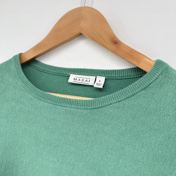 MASAI Women's Jadeite Fanacy Jumper Green Long Sleeve Relaxed Sweater‎ Large - Image 4