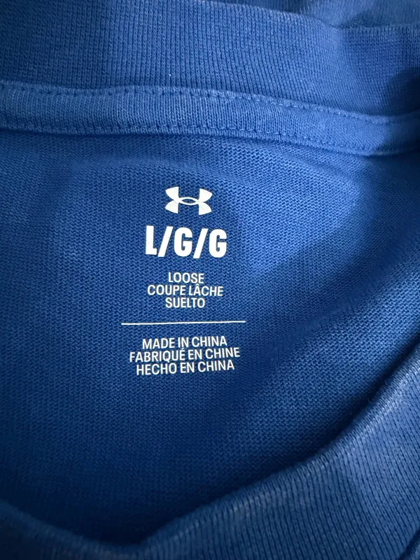 Under Armour Ladies Heather Wash Blue Cropped Logo Tee - Image 4