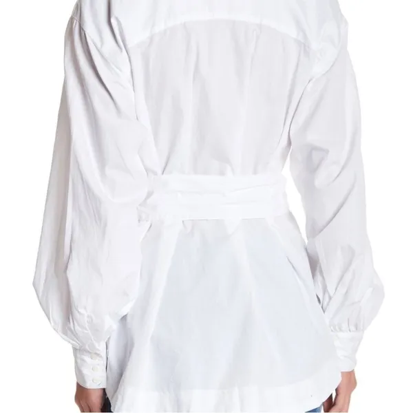 Free People Abbey Bishop Sleeve Button Down White Tunic Size Medium - Image 4