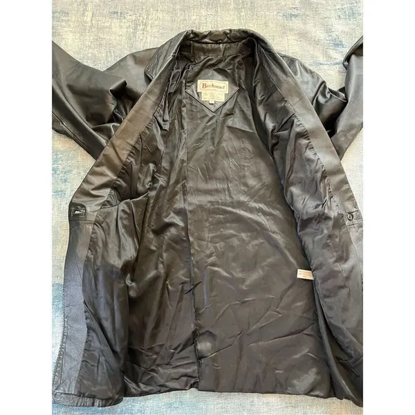 Vintage Bechamel Black Genuine Leather Coat Women's Medium - Image 3