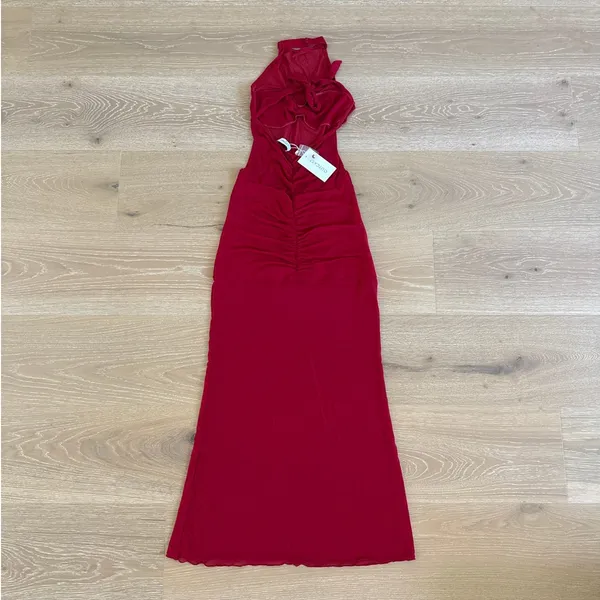 Outcast Clothing Maxi Dress Halter Neck Zerra Size M Red - Image 4