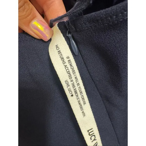 Lucy In The Sky Navy Blue Strapless Back Bow Corset Maxi Dress Medium - Image 10