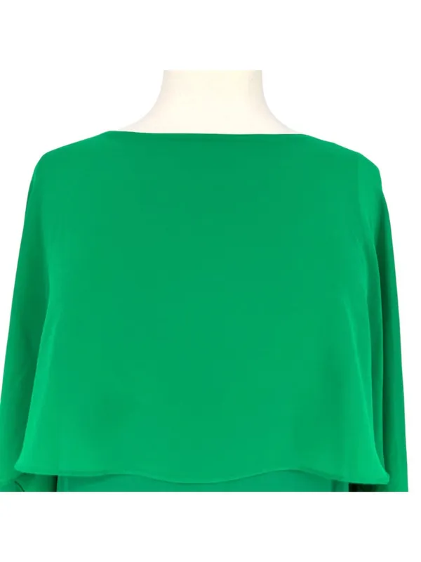 Zara Green Flowy Cape Blouse Layered Design Cut-Out Sleeves Size XS - Image 7