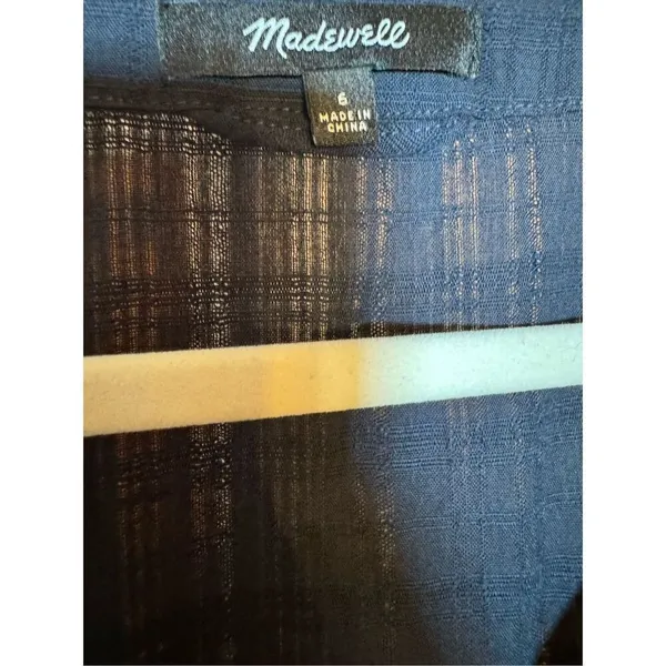 Madewell Tie-Waist Tiered Midi Dress in‎ Windowpane Sz 6 - Image 6