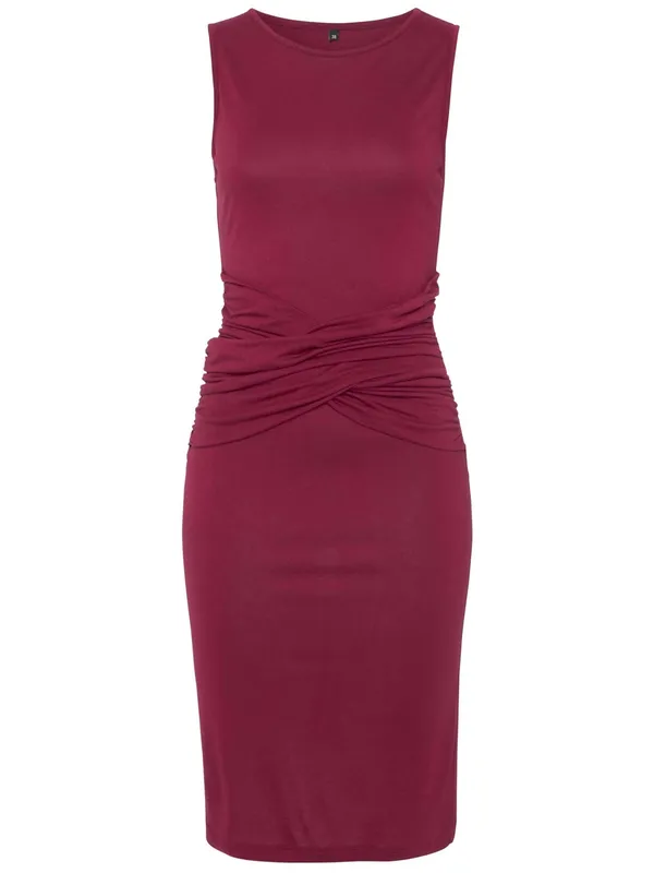 VENUS Sleeveless Ruched Midi Dress - Berry - Image 7