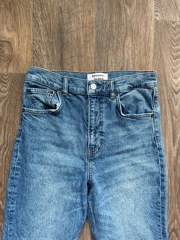 Reformation Liza Ultra High Rise Straight Jeans Medium Wash Denim Size 27 - Image 2