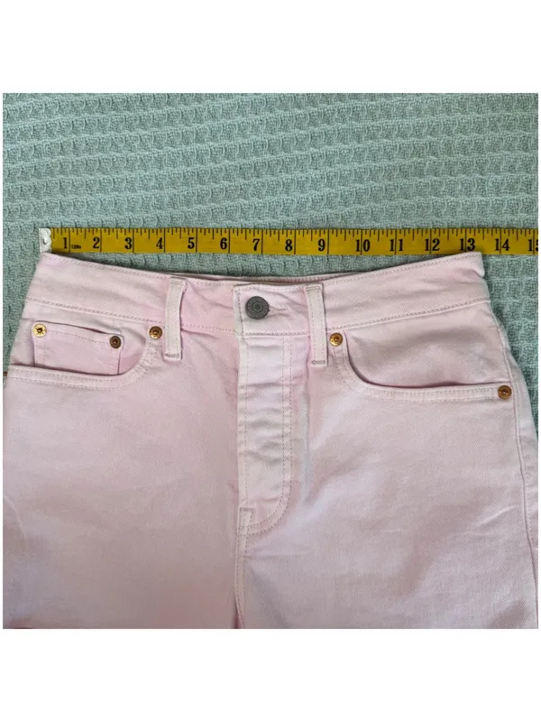Levis Cuffed Wedgie Shorts Womens 27 Pink Denim Jean Button Fly High Waist Boho - Image 7