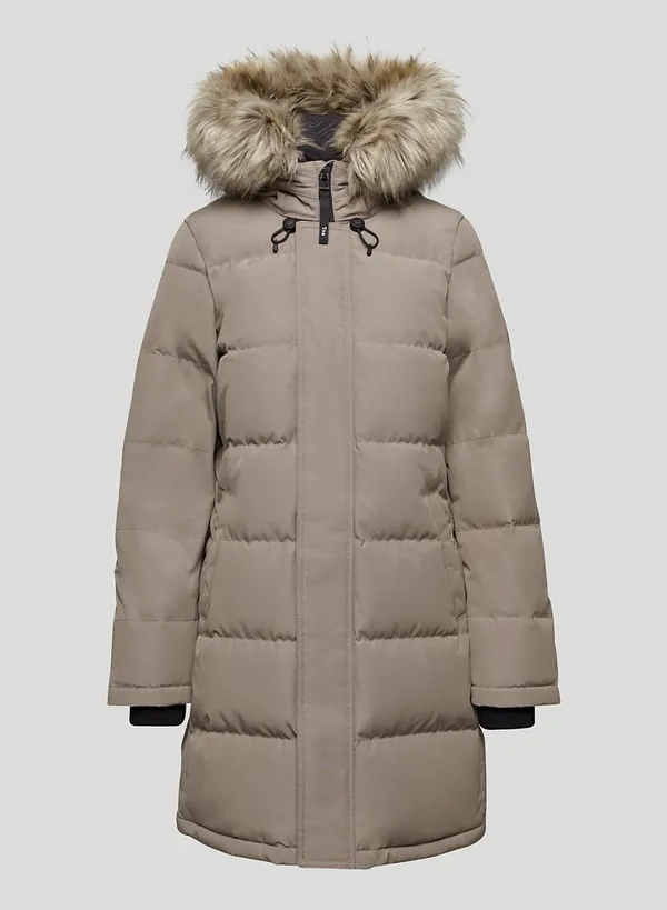 Aritzia Tna The Powder Parka Mid Length Jacket Modern Taupe Goose Down SMALL. - Image 6