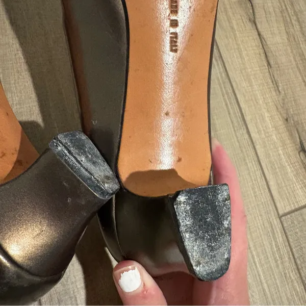 Salvatore Ferragamo Vintage Block‎ Heel Pump Bronze Metallic Size 8.5 AAA - Image 9