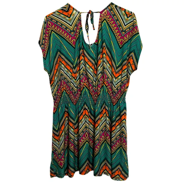 NWOT L/XL Winwin Colorful Chevron Adjustable Tie Blouse/Mini Dress/Coverup - Image 2
