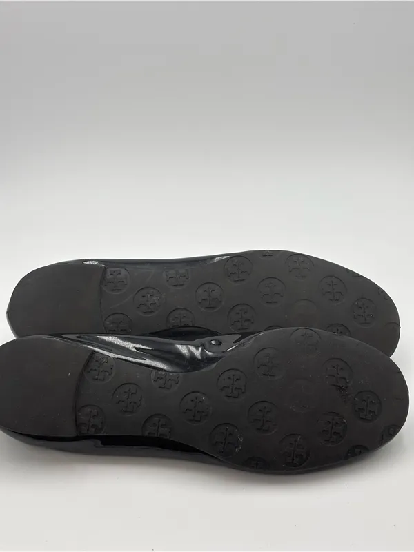 Tory Burch Black Patent‎ Leather Logo Ballet Flats Size 7.5/8 - Image 8