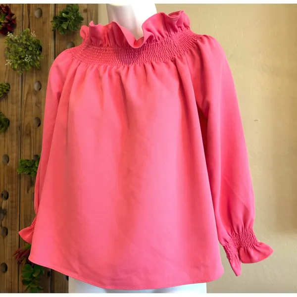 Tuckernuck Pink Off the Shoulder‎ Marguerite Blouse Ruffle Collar Women's Sz XS - Image 2