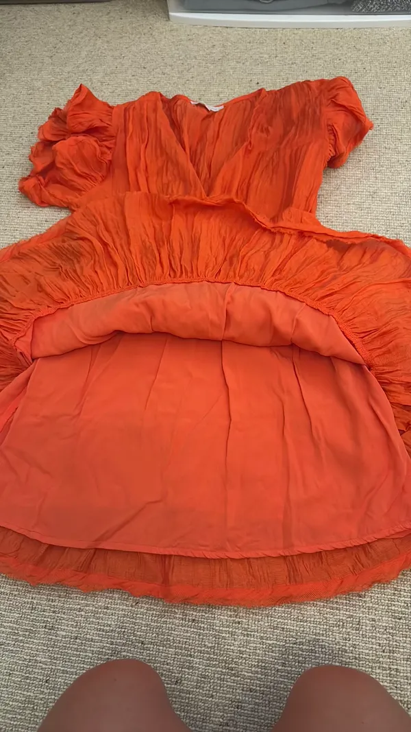 Olivaceous Mini Orange Dress - Image 8