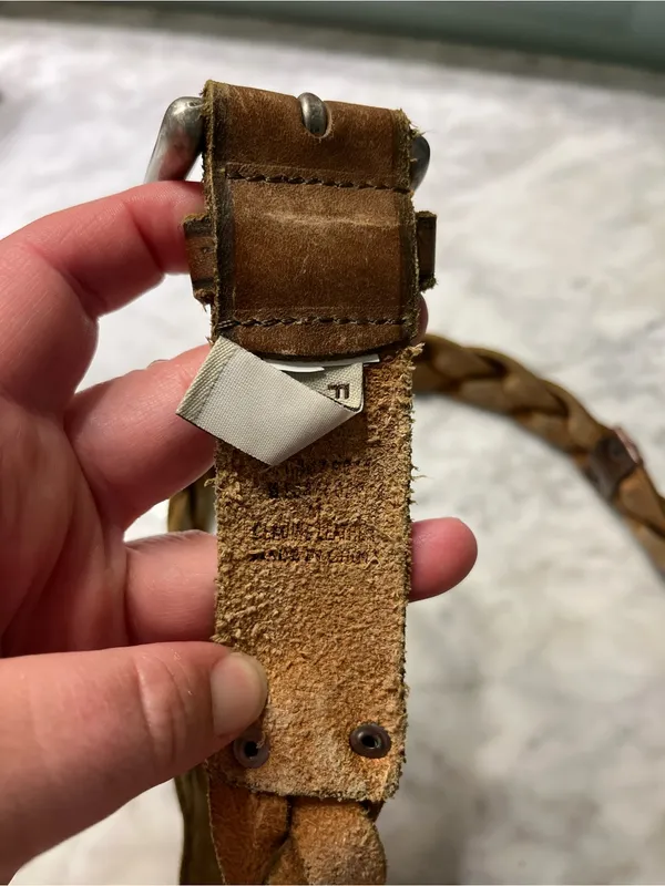 Fossil Braided Tan Leather Belt with Silver Buckle - Image 6