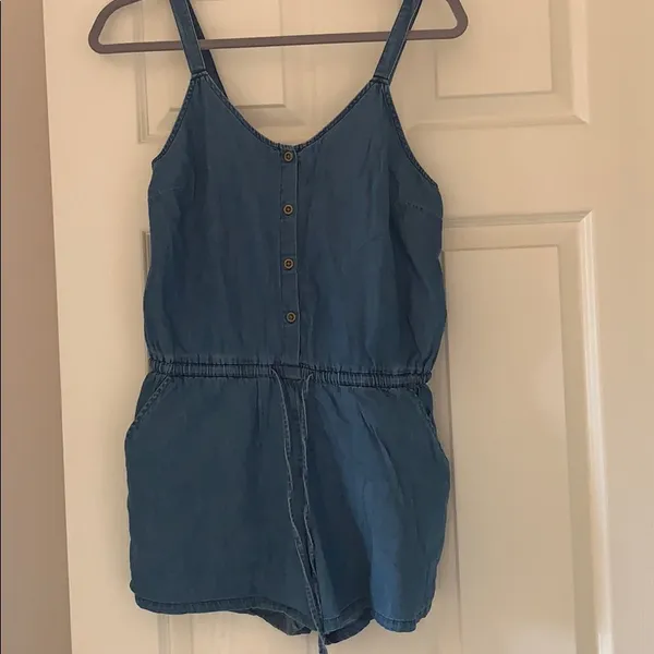 Old Navy Chambray Denim Romper Button Front XS - Image 2