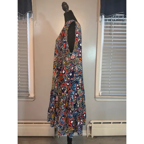 Roz & Ali Paisley Floral Dress 2X Boho Flowy Tiered Sleeveless Plus - Image 3