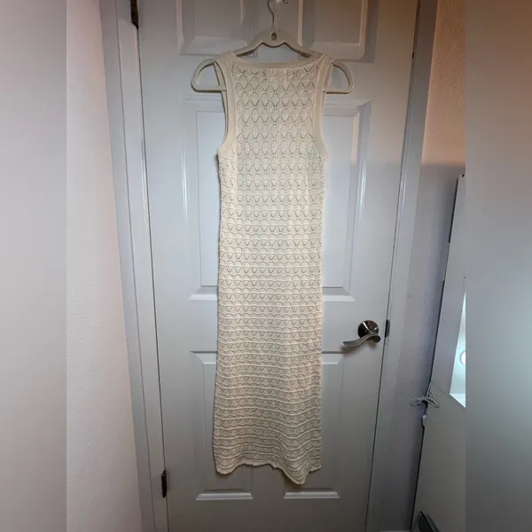 K Closet‎ Women Crochet Cream Sleeveless Maxi Dress Size M - Image 9